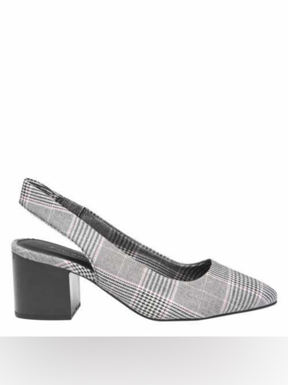 Call It Spring Gray Plaid Slingback Block Heel Pumps